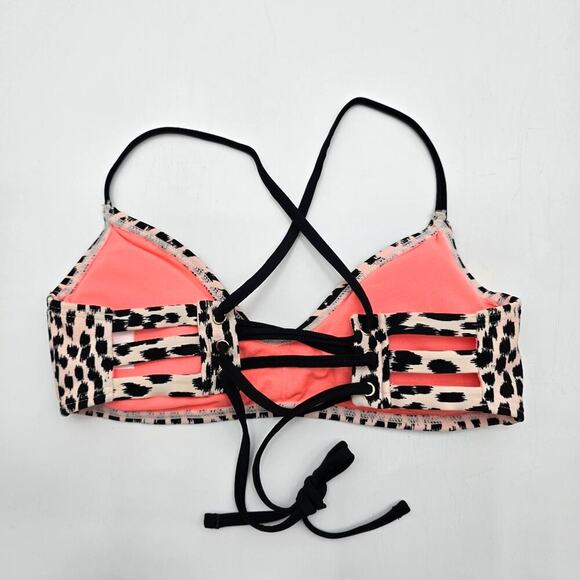 Xhilaration Black Orange Animal Print Bikini Tops Swimwear Swimsuit Small - Picture 2 of 3